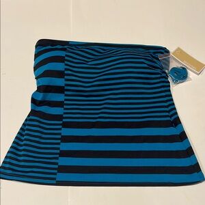 Michael kors black blue striped tankini swim top NWT small
